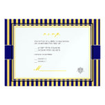 Plain yellow+navy blue stripes rsvp invitations