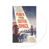 Plan 9 From Outer Space Movie Poster Round Stickers