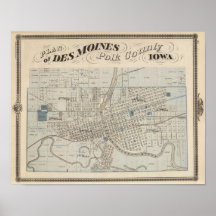 Plan of Des Moines, Polk County, Iowa Posters