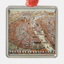 Plan of Paris bordered by a chronological Christmas Tree Ornament