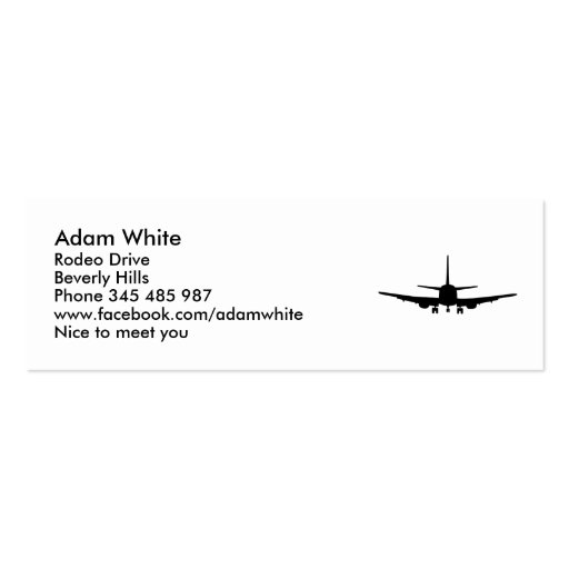Plane Business Card (front side)