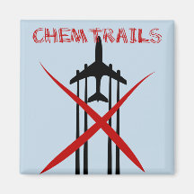 Plane spraying chemtrails crossed out fridge magnet