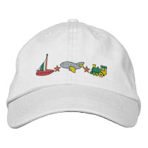 Plane, Train, Sailboat embroidered hats by ZazzleEmbroidery Plane, Train, Sailboat embroidered hats