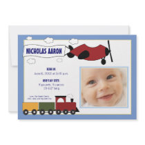 Planes and Trains Boy Birth Announcement :: 01