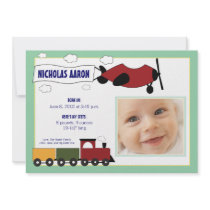 Planes and Trains Boy Birth Announcement :: 03 invitations