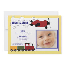 Planes and Trains Boy Birth Announcement :: 05 invitations