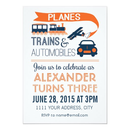 Planes, Trains & Automobiles Invitation Announcements