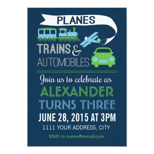 Planes, Trains & Automobiles Invitation Invite