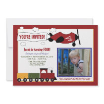 Planes & Trains Custom 5x7 Birthday Party Invite 2 invitations