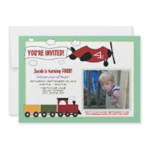 Planes & Trains Custom 5x7 Birthday Party Invite 3 invitations