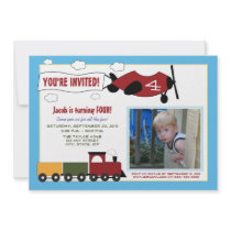 Planes & Trains Custom 5x7 Birthday Party Invite 6 invitations