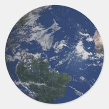 PLANET EARTH AFRICA CONTINENTS BLUE OCEAN GREEN ROUND STICKER