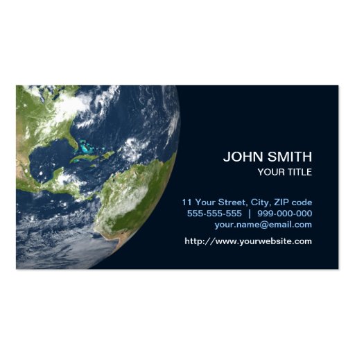 Planet Earth business card (front side)