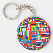 PLANET EARTH & FLAGS KEY CHAIN