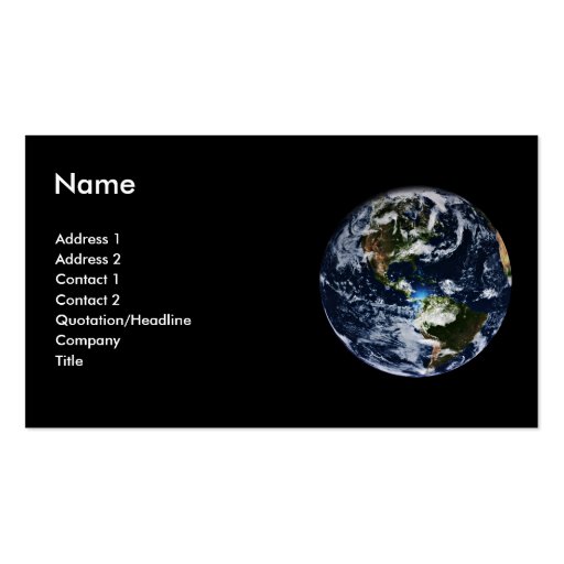 Planet Earth Profile Card Business Card Templates