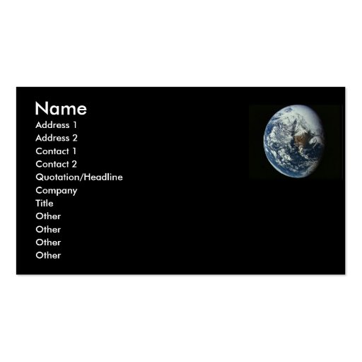 Planet Earth Profile Card Business Cards