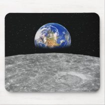 Planet earth rising over Moon Mousepads