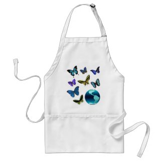 Planet Earth with Butterflies apron