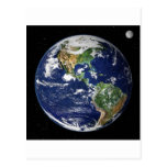 Planet Earth with the Moon in the Background Post Cards