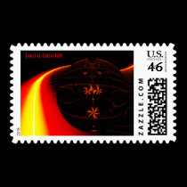 Planet Fractal Postage Stamp stamps