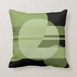 Planet Geometry - Green Throw Pillow