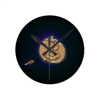 planet halloween round wall clocks