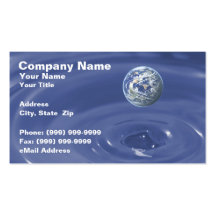 Planet Over Blue Water Business Card Template