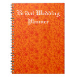 Planificador del boda del damasco del naranja roji libro de apuntes
