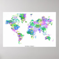 artsprojekt, map, world, planisphere, print, continents, countries, travel, artistic, splash, whimsical, poster, creative, illustration, regions, home, decor, classroom, teacher, planet, chart, geography, cartography, whole, painting, Poster with custom graphic design
