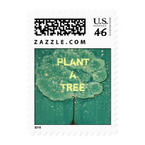Plant a Tree Postage Stamp - Green Sapling by Amborela Plant a Tree Postage Stamp - Green Sapling