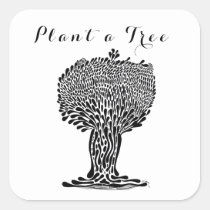 artsprojekt, quote, hippie, quotes, plant, tree, plants, care, activist, nature, spiritual, whimsy, drawing, black, ink, white, whimsey, lover, earth, day, protect, save, trees, air, quality, planet, leaves, Klistermærke med brugerdefineret grafisk design