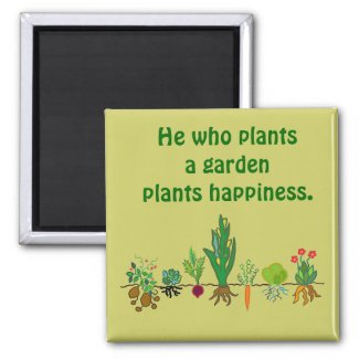 Plant Happiness. Plant a Garden. Veggie Magnet