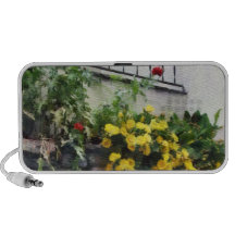 Planter With Yellow Flowering Cactus Speaker