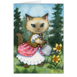 Planting Daffodils - Cute Cat Card cards