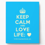 [Crown] keep calm and love life; [Love heart]  Plaques