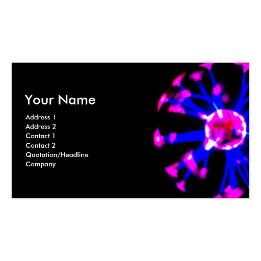 Plasma ball business card (front side)