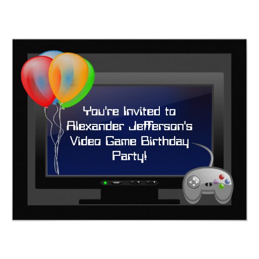 Plasma Video Game Gaming Birthday Party Invitation