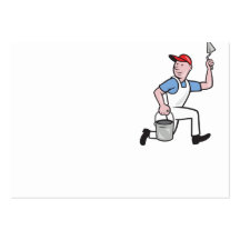 Plaster Masonry Worker Cartoon Business Card Template