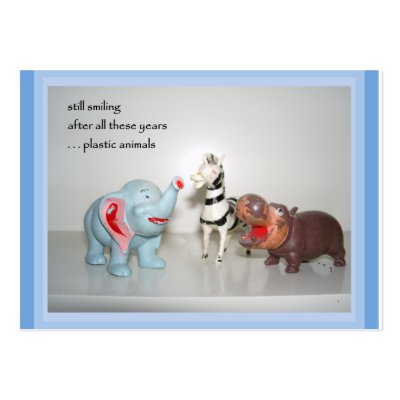Plastic Animals ACEO Haiku Art Trading Card ------ Business Card by Reflekshins