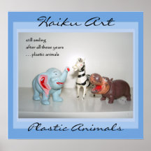 Plastic Animals Haiku Art Print