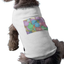 plastic colourful easter eggs pastel background dog tee