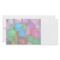plastic colourful easter eggs pastel background custom photo card
