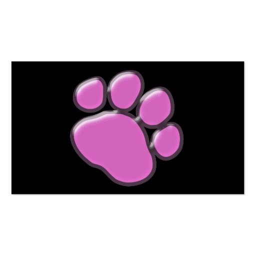 Plastic Dog Paws Traces Pawprints Pink, Black Business Card Template (back side)