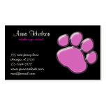 Plastic Dog Paws Traces Pawprints Pink, Black Business Card Template