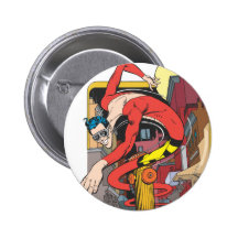 Plastic Man Shape-Shifts in the City Pinback Buttons