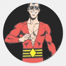 Plastic Man Stands Round Sticker