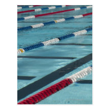 Plastic separators in a swimming pool creating postcard