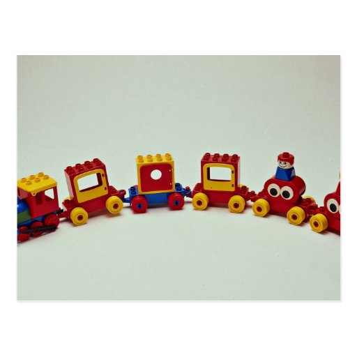 Plastic train set toy for kids postcard Zazzle