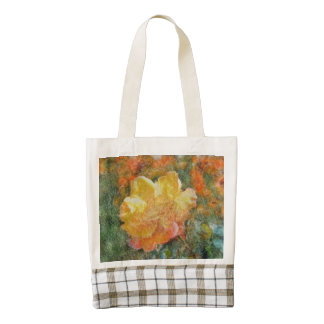 Plastic yellow rose zazzle HEART tote bag