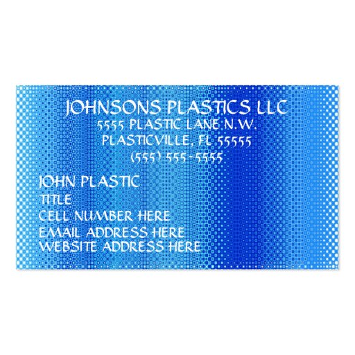 Plastics Company Business Cards (front side)